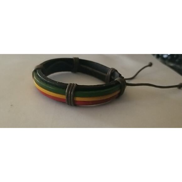 Adjustable Rasta Reggae Bracelet Multicolor - Picture 5 of 13